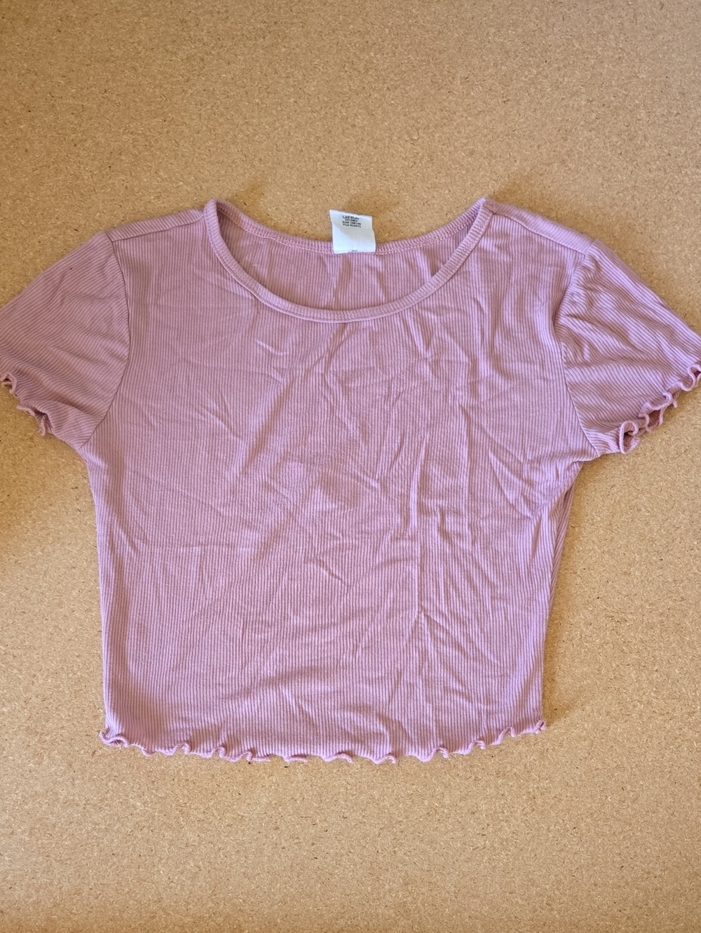 Women's Ribbed Lettuce-Edge Crop Top - Mauve Pink